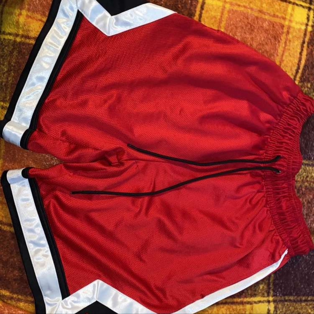 Mens large Air Jordan basketball shorts.Red and Black